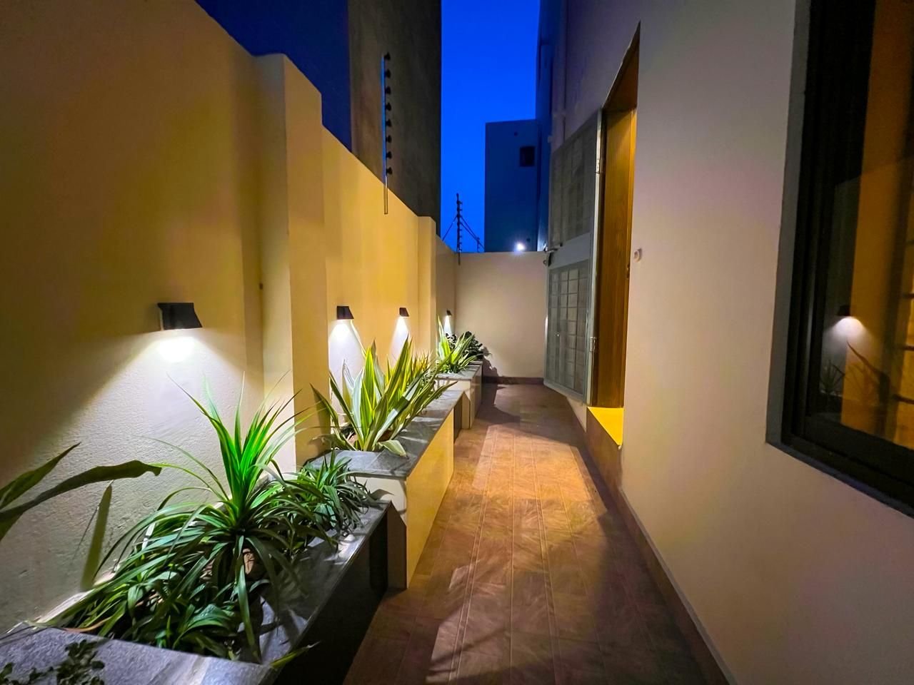 Side pathway at night